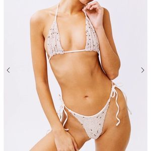 With Jean bikini bottom